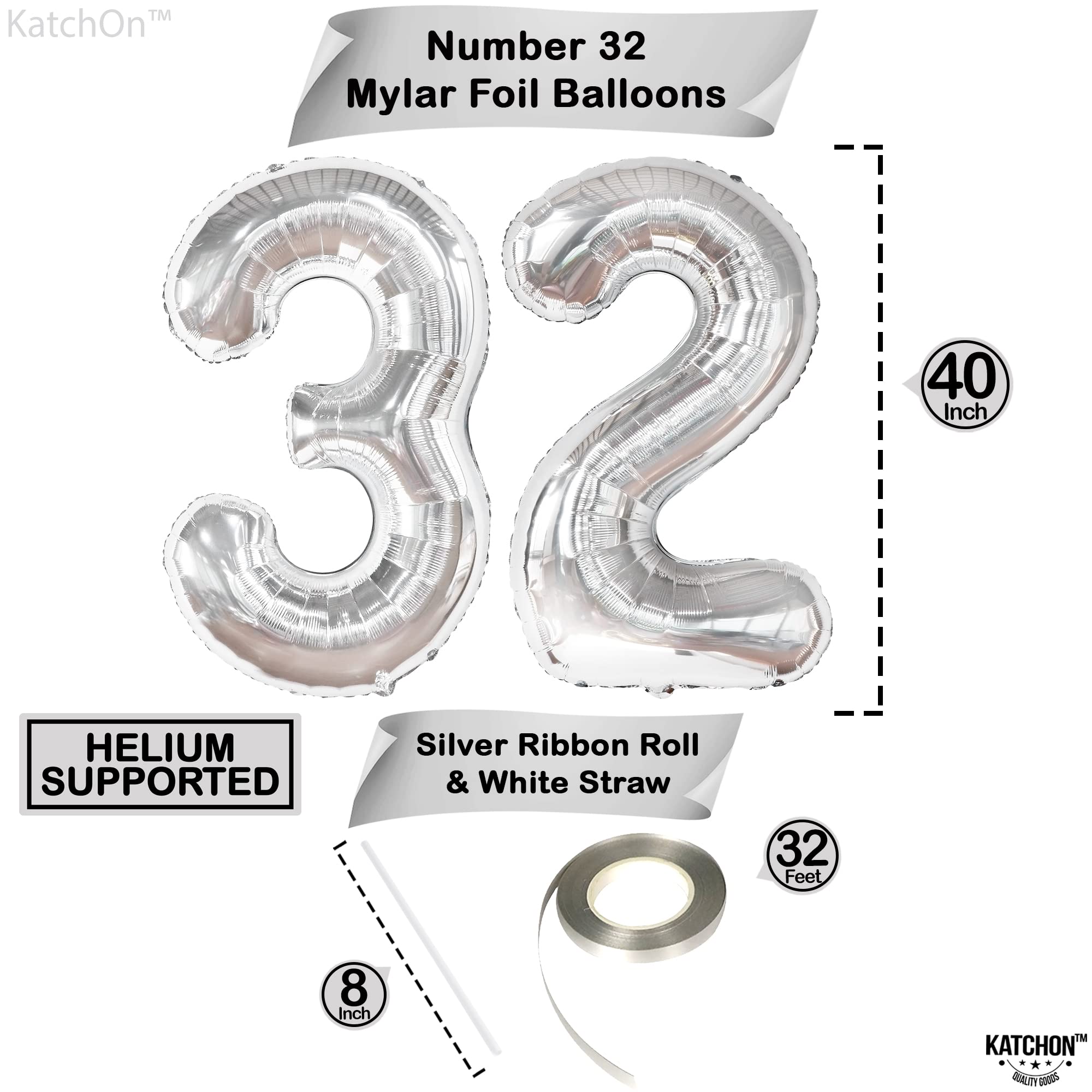KatchOn giant silver 32 balloon adds prominent birthday decor