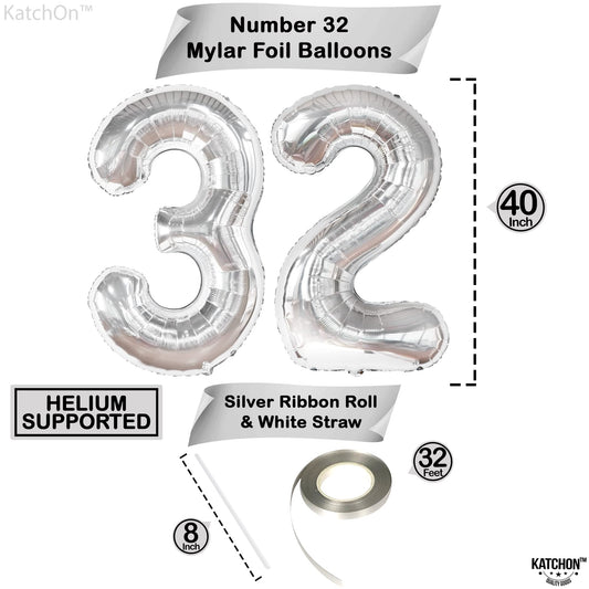 KatchOn giant silver 32 balloon adds prominent birthday decor