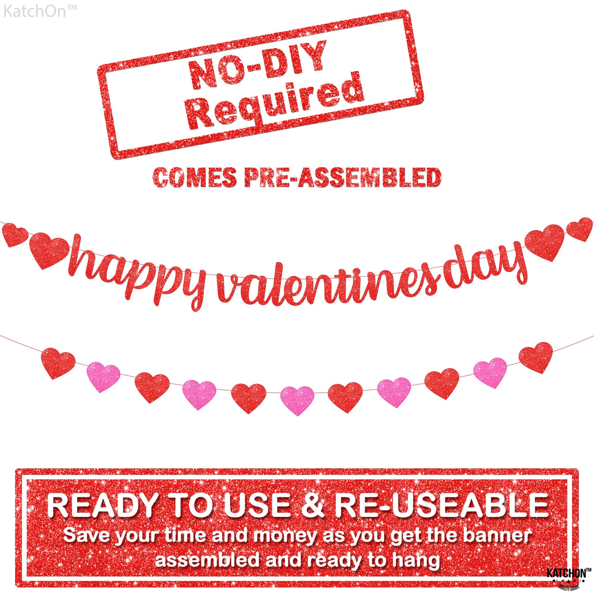 KatchOn glitter card stock Valentines banner adds sparkle to indoor celebrations