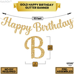 KatchOn glitter gold birthday banner displayed as a wall backdrop for celebrations.