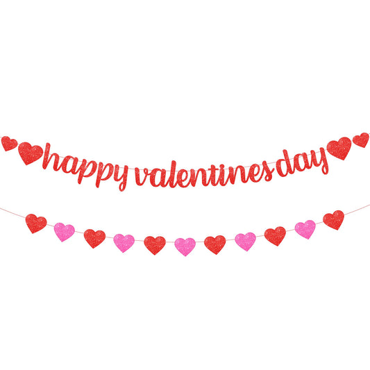 KatchOn glitter Happy Valentines banner 10ft for festive decor and wall display