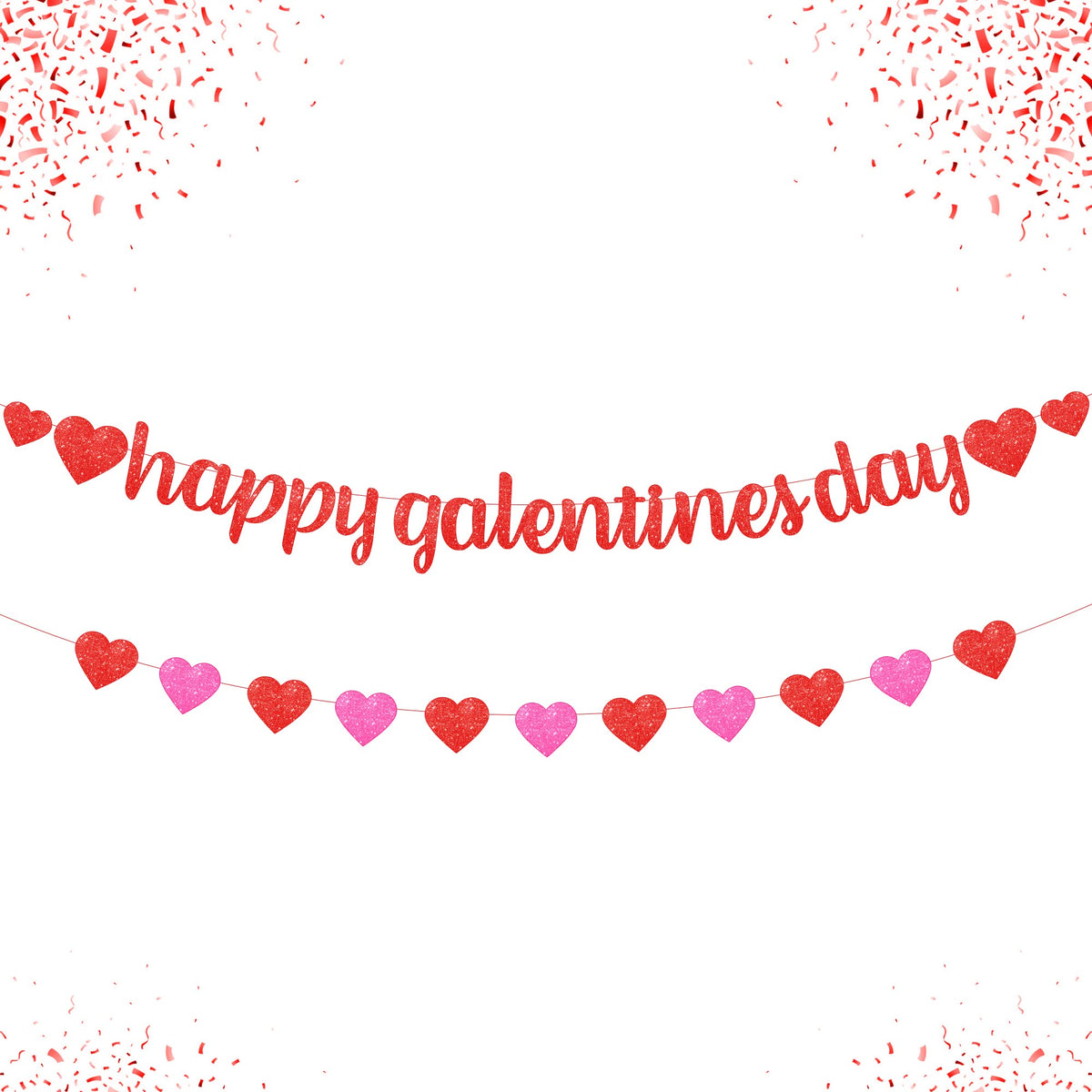 KatchOn glitter red Happy Galentines banner 10ft for festive backdrops and photo moments