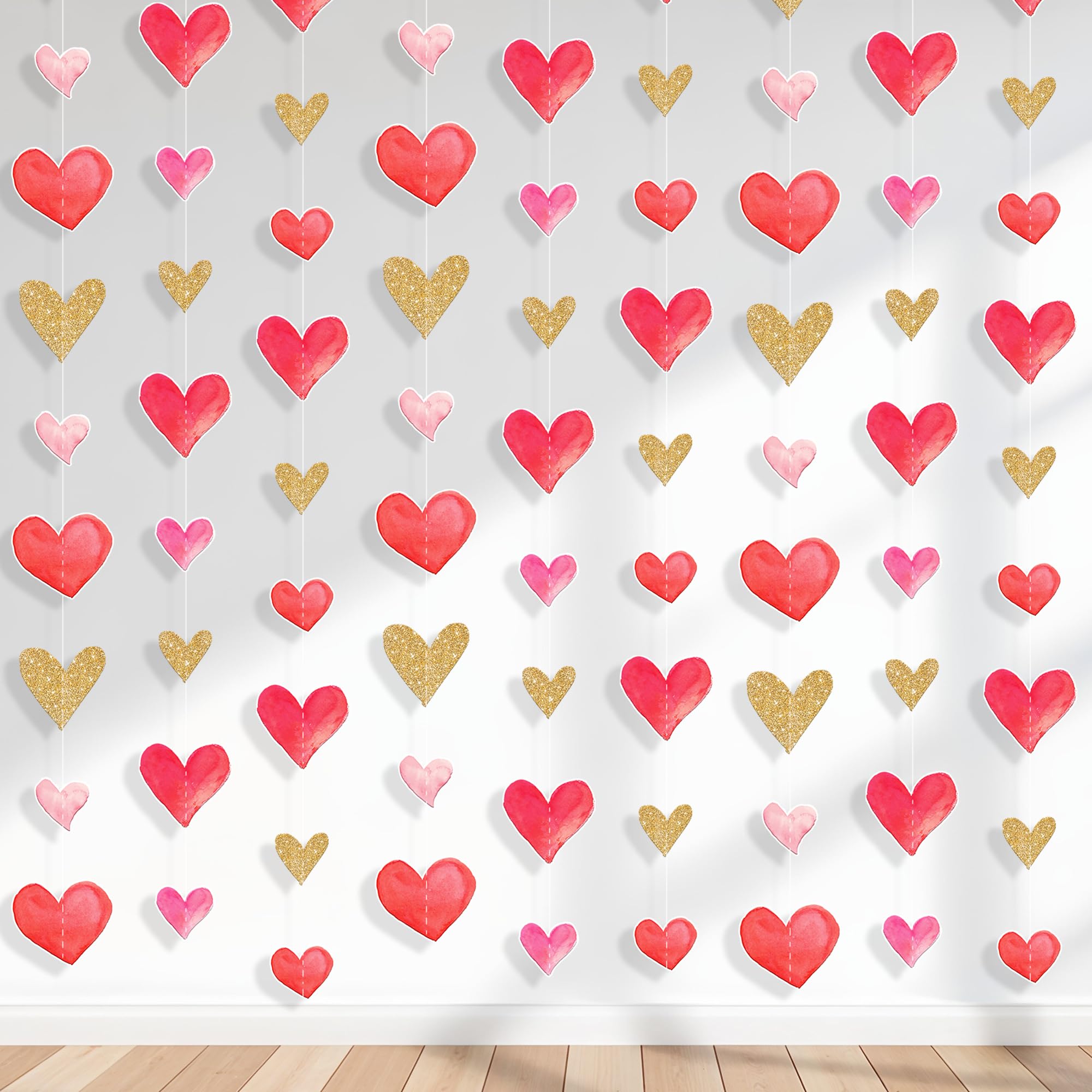 KatchOn glitter Valentines garland with nine strings for festive ambiance.