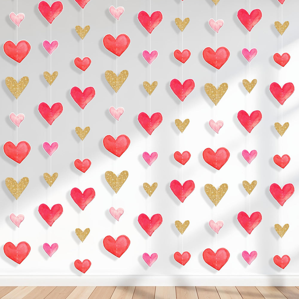 KatchOn glitter Valentines garland with nine strings for festive ambiance.