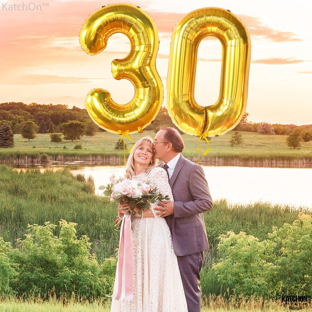 KatchOn Gold 30 Balloon Numbers 40 Inch ideal for 30th birthday celebrations