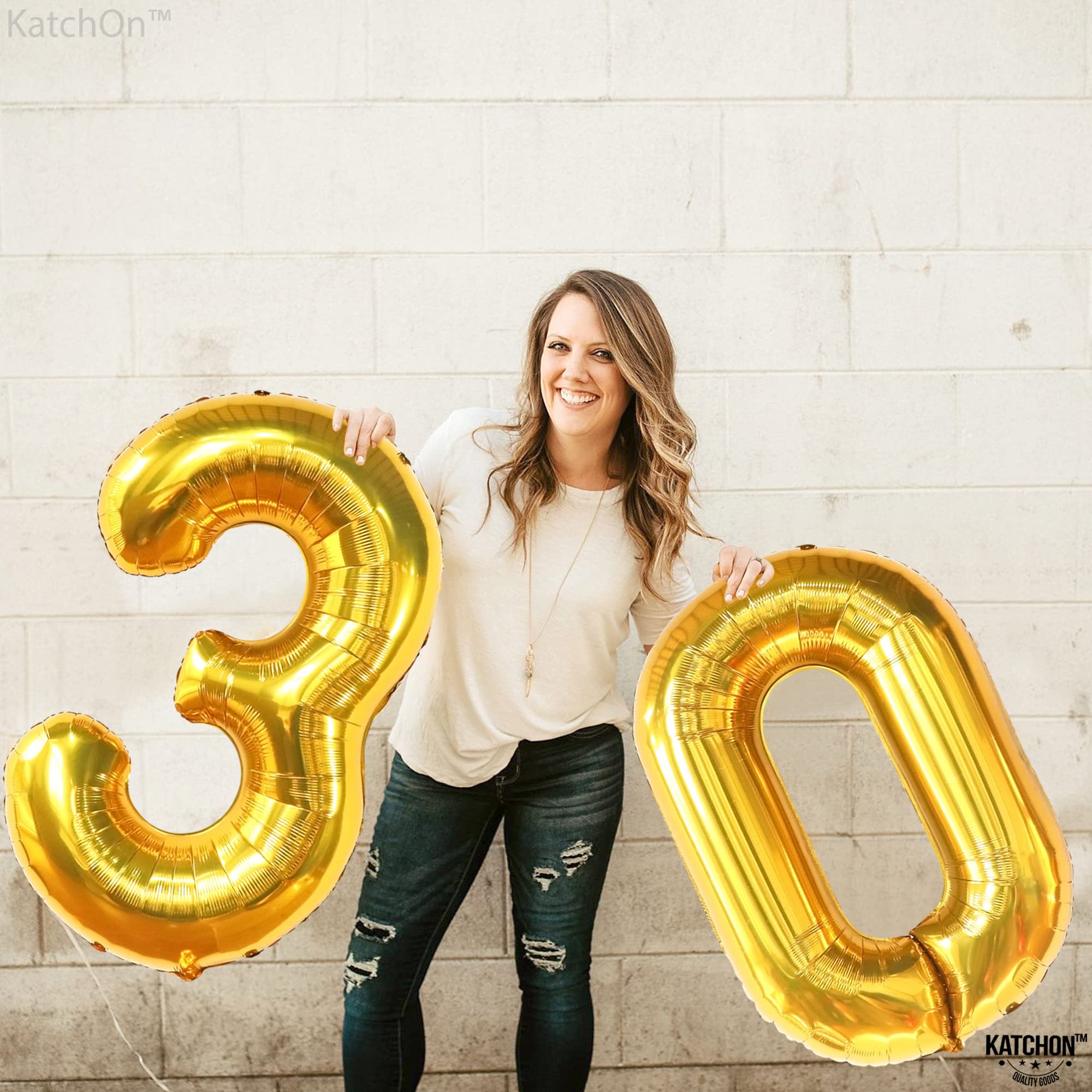 KatchOn Gold 30 Balloon Numbers 40 Inch durable mylar for reuse