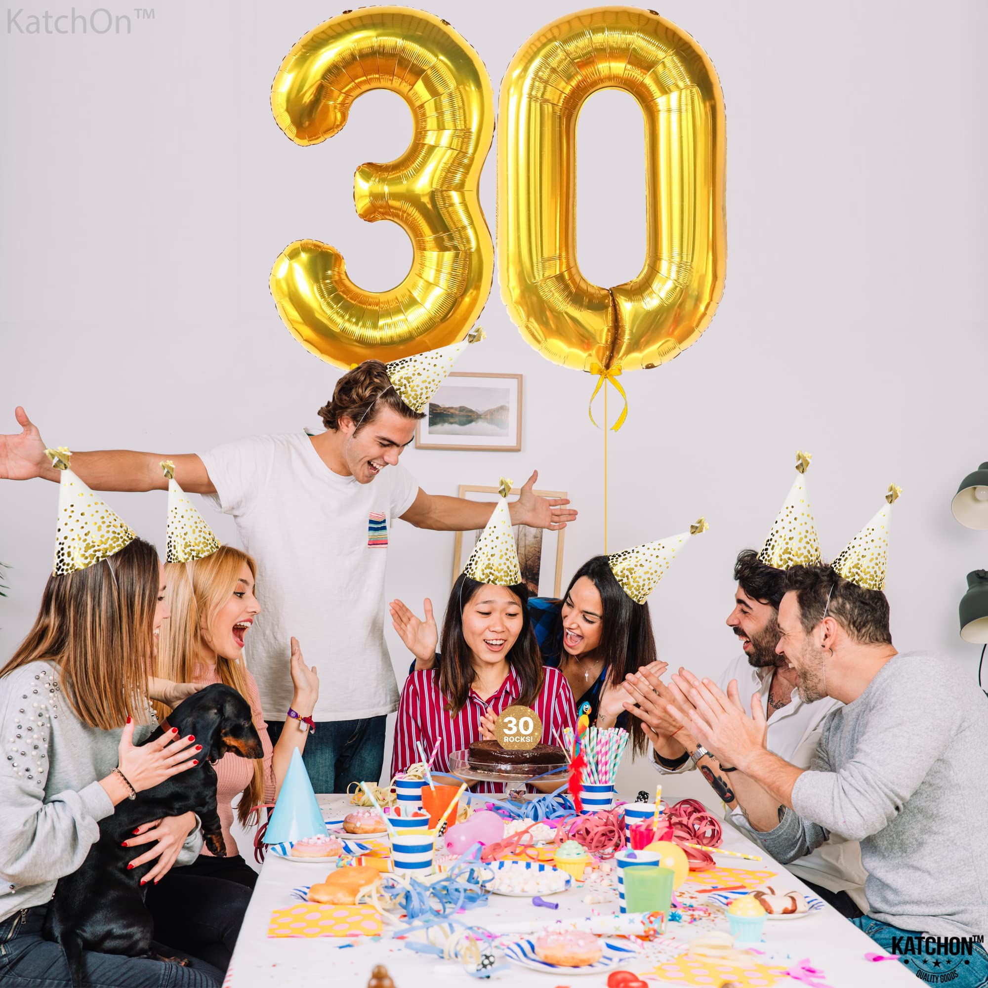 KatchOn Gold 30 Balloon Numbers 40 Inch inflate with straw for quick setup
