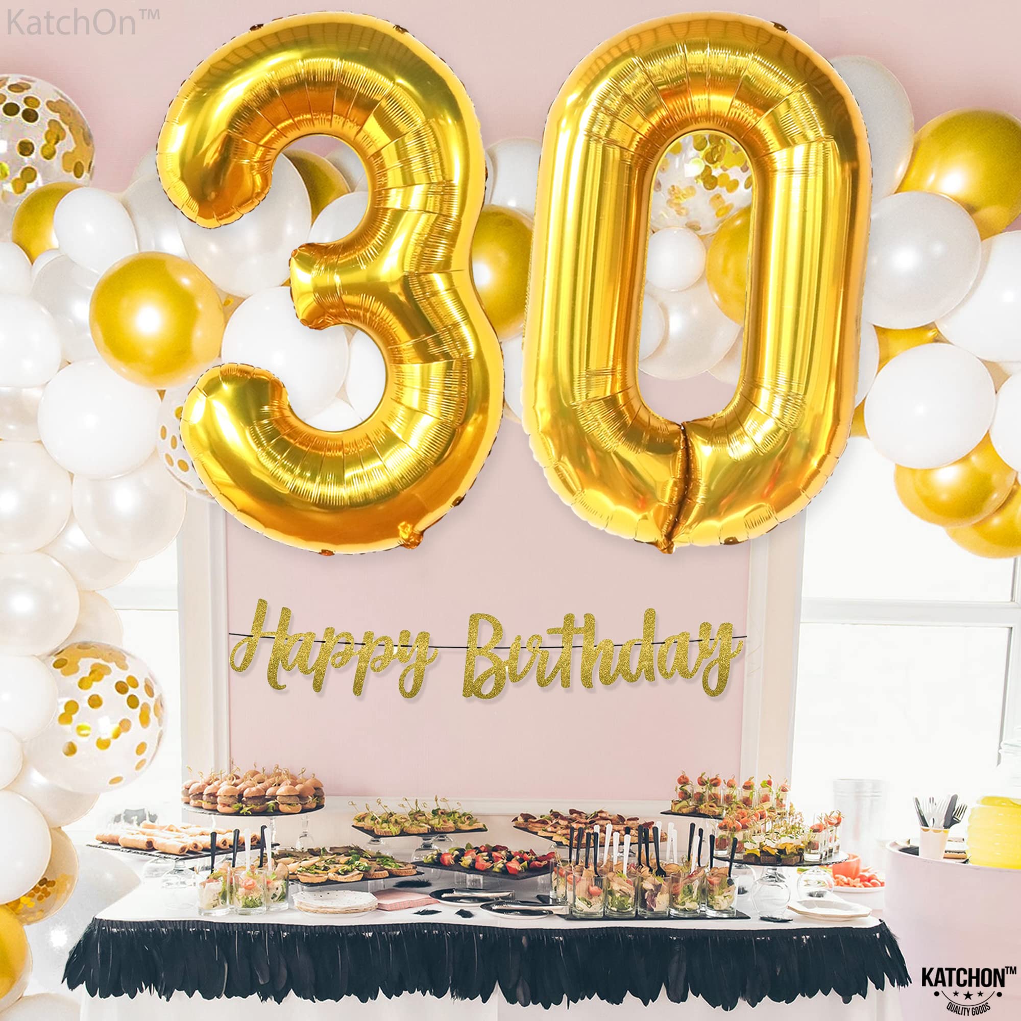 KatchOn Gold 30 Balloon Numbers 40 Inch shimmering finish adds festive glow