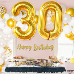 KatchOn Gold 30 Balloon Numbers 40 Inch shimmering finish adds festive glow