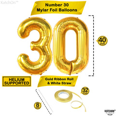 KatchOn Gold 30 Balloon Numbers 40 Inch with ribbon ready to display