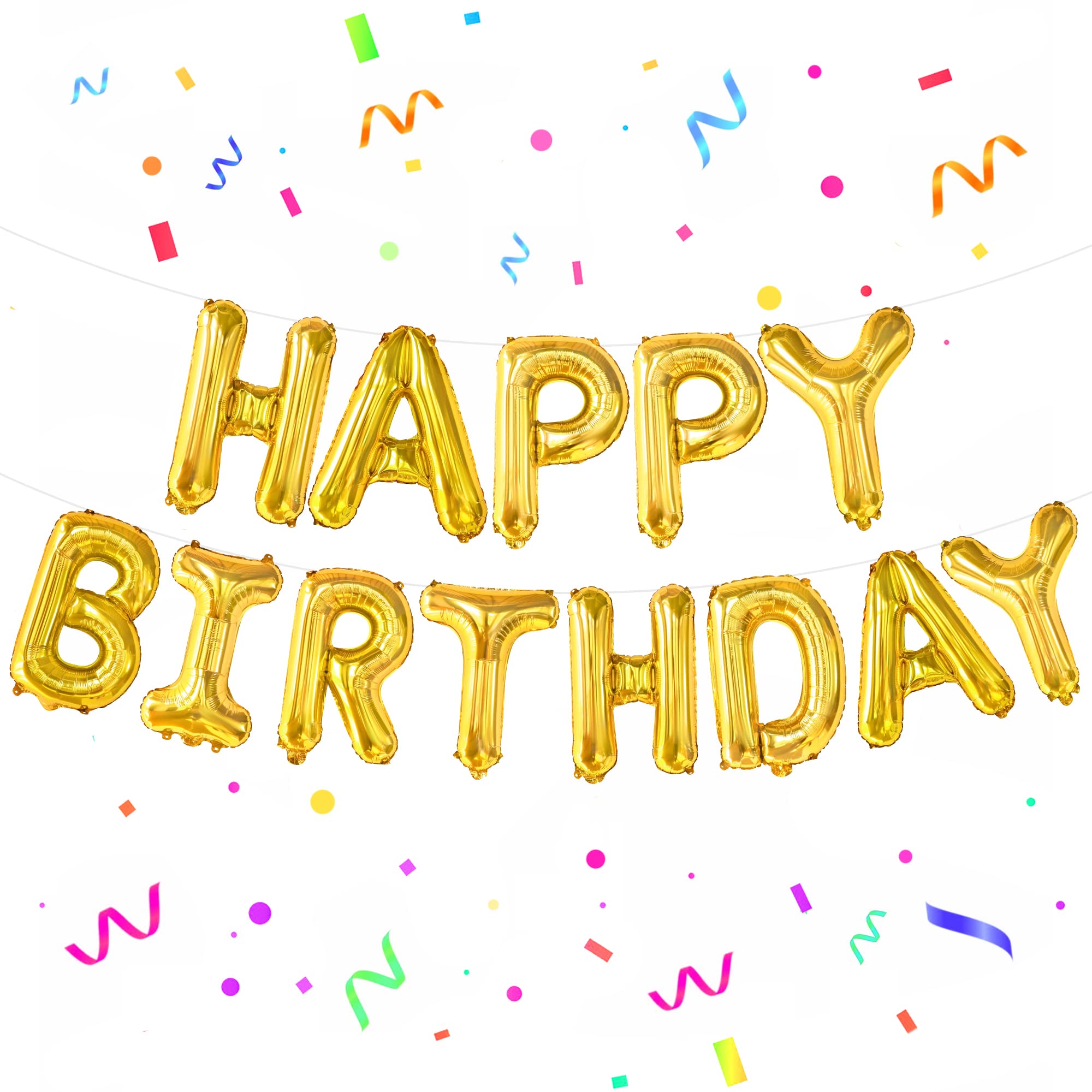 KatchOn gold 16-inch Happy Birthday banner with foil letters for a luxe backdrop