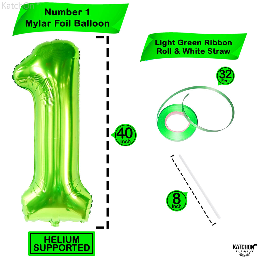 KatchOn foil green number 1 balloon with shiny finish for party decor.