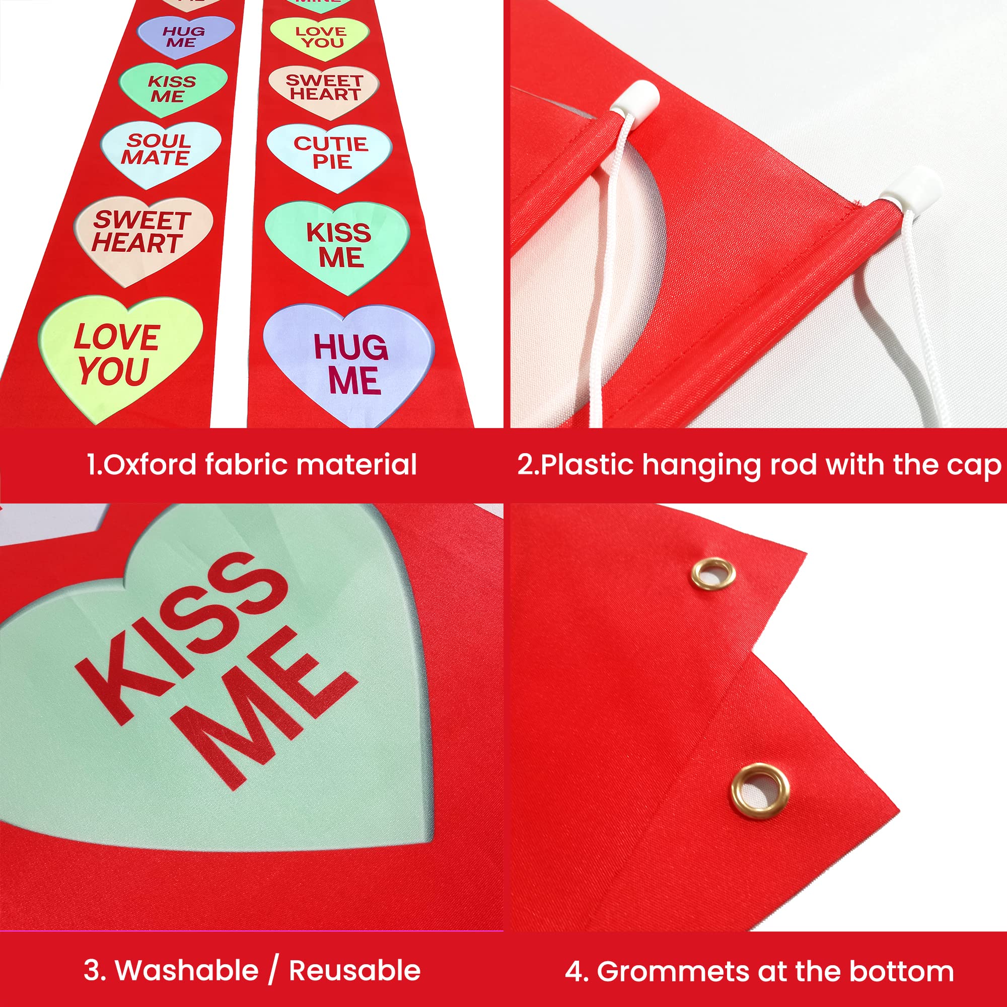 KatchOn two piece installation ready valentines hearts door banner for easy hanging.