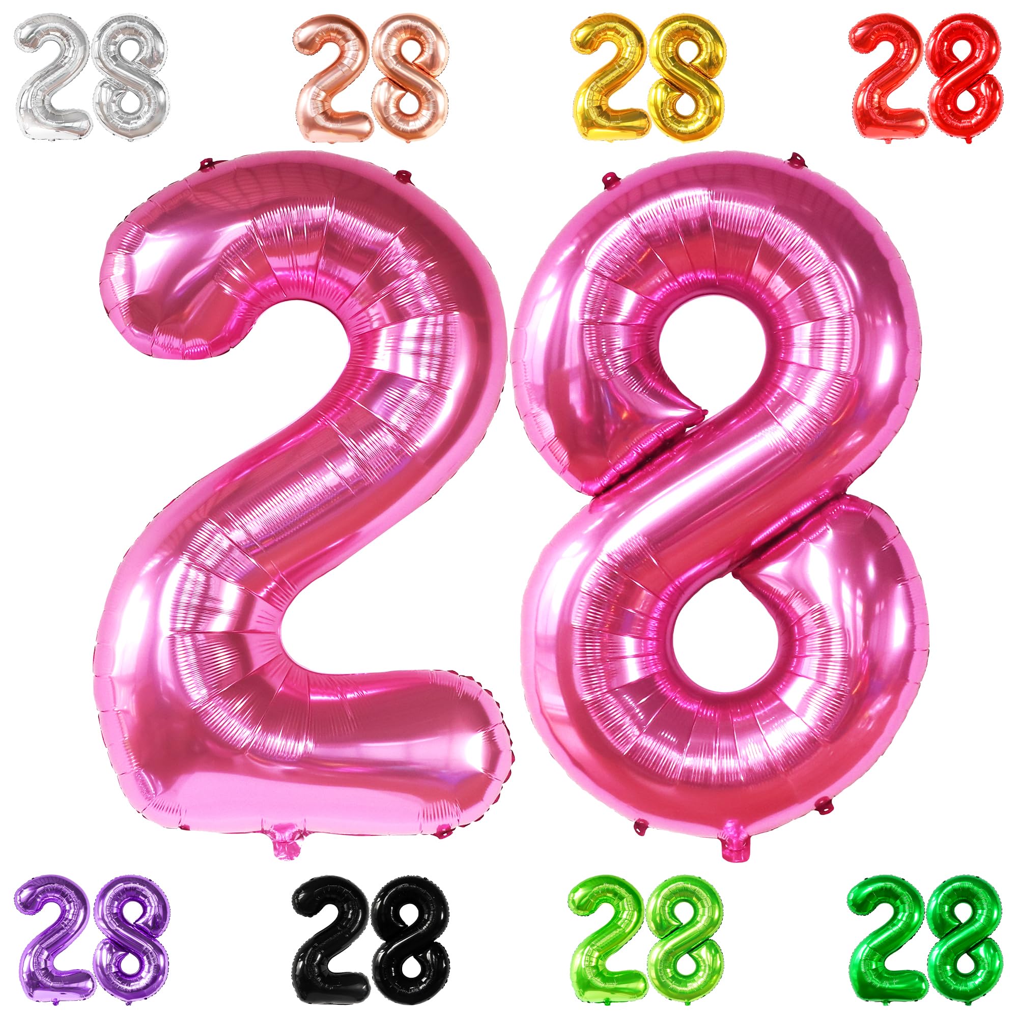 KatchOn hot pink 28 balloon number, 40-inch, dramatic centerpiece for photos.