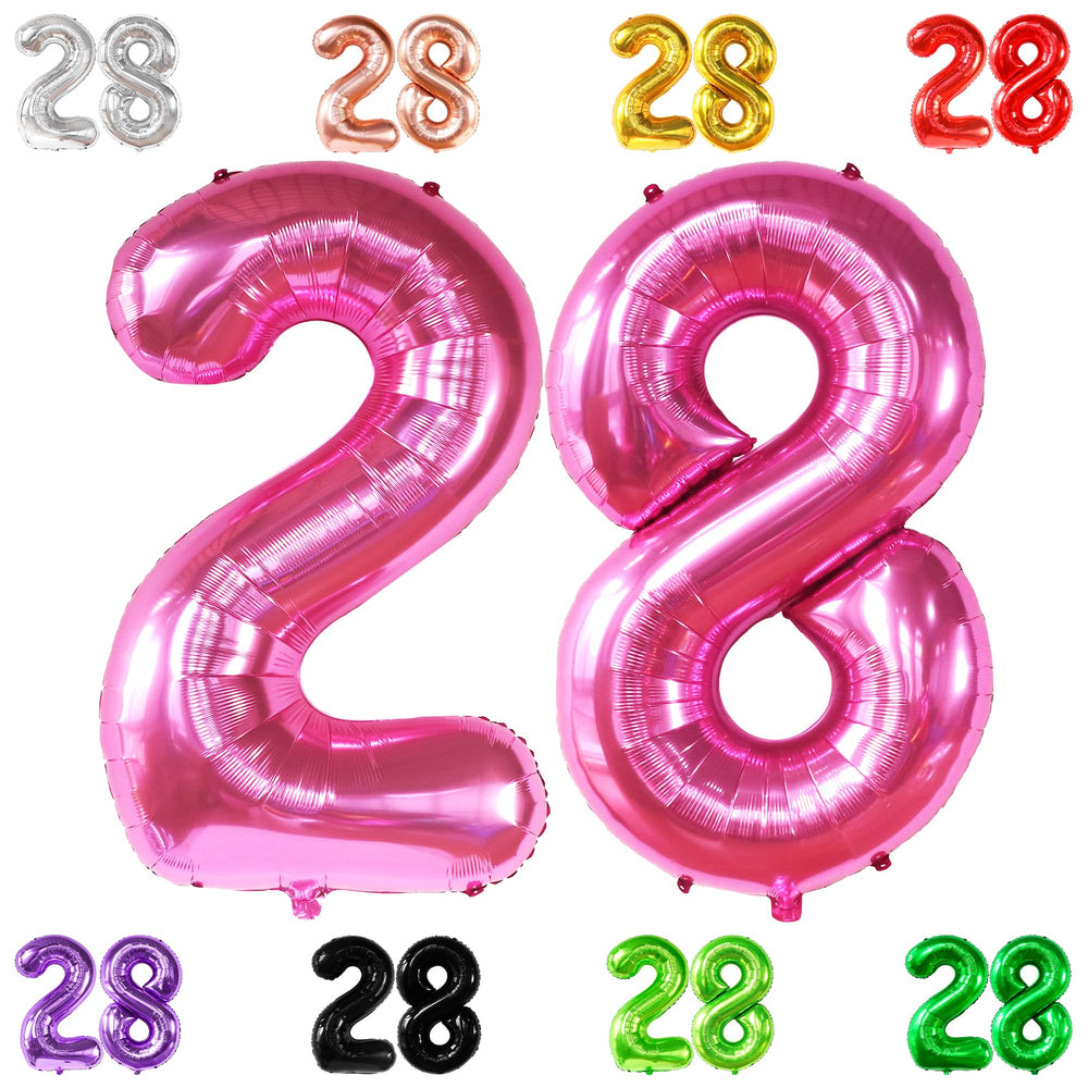 KatchOn hot pink 28 balloon number, 40-inch, dramatic centerpiece for photos.