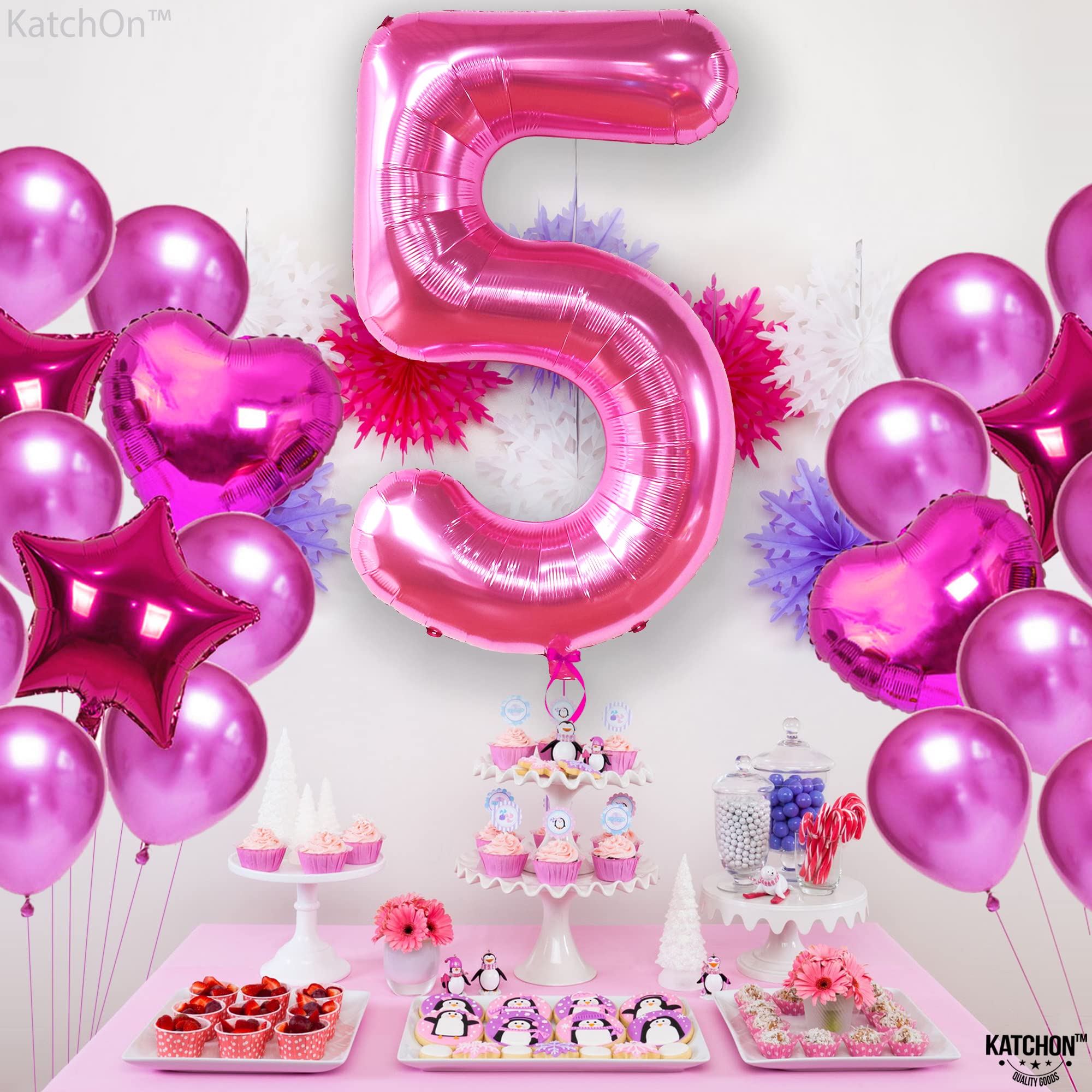 KatchOn hot pink foil balloon offers a striking accent for party backdrops