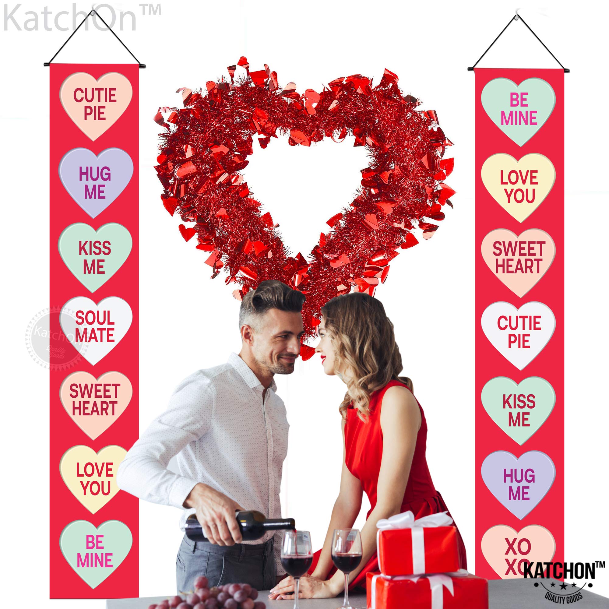 KatchOn large 72x12 inch hearts banner brightening entryways and walls.