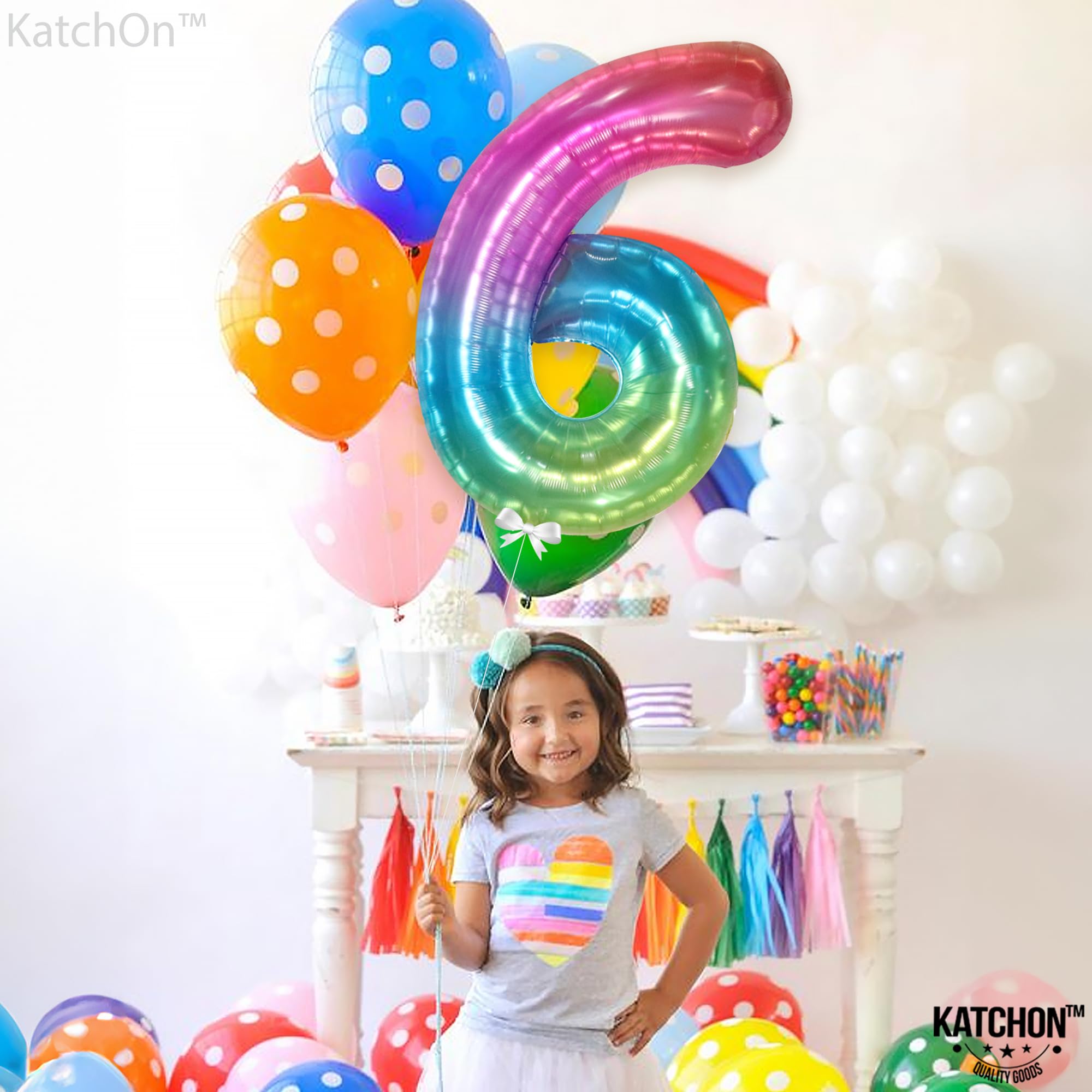 KatchOn giant foil number 6 balloon as a striking photo booth prop.