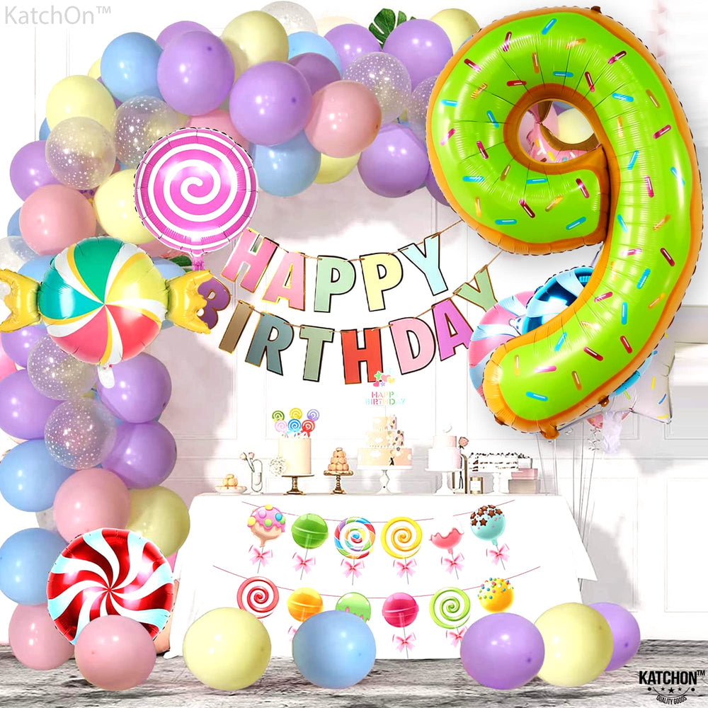 KatchOn number 9 donut balloon creates a dramatic photo backdrop.
