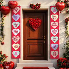 KatchOn oxford fabric banner with colorful conversation hearts for festive entryways.