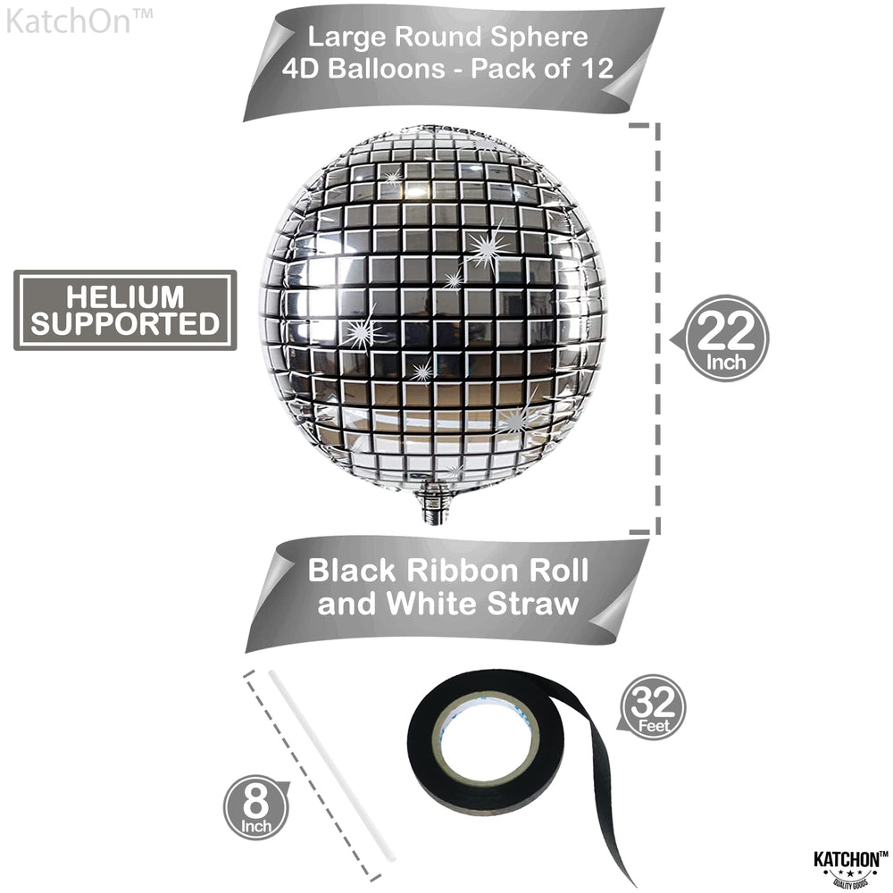 KatchOn pack of 12 disco ball balloons for bold event decor.