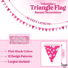 KatchOn 40-foot pennant banner full length with 12 pink designs for versatile celebrations.