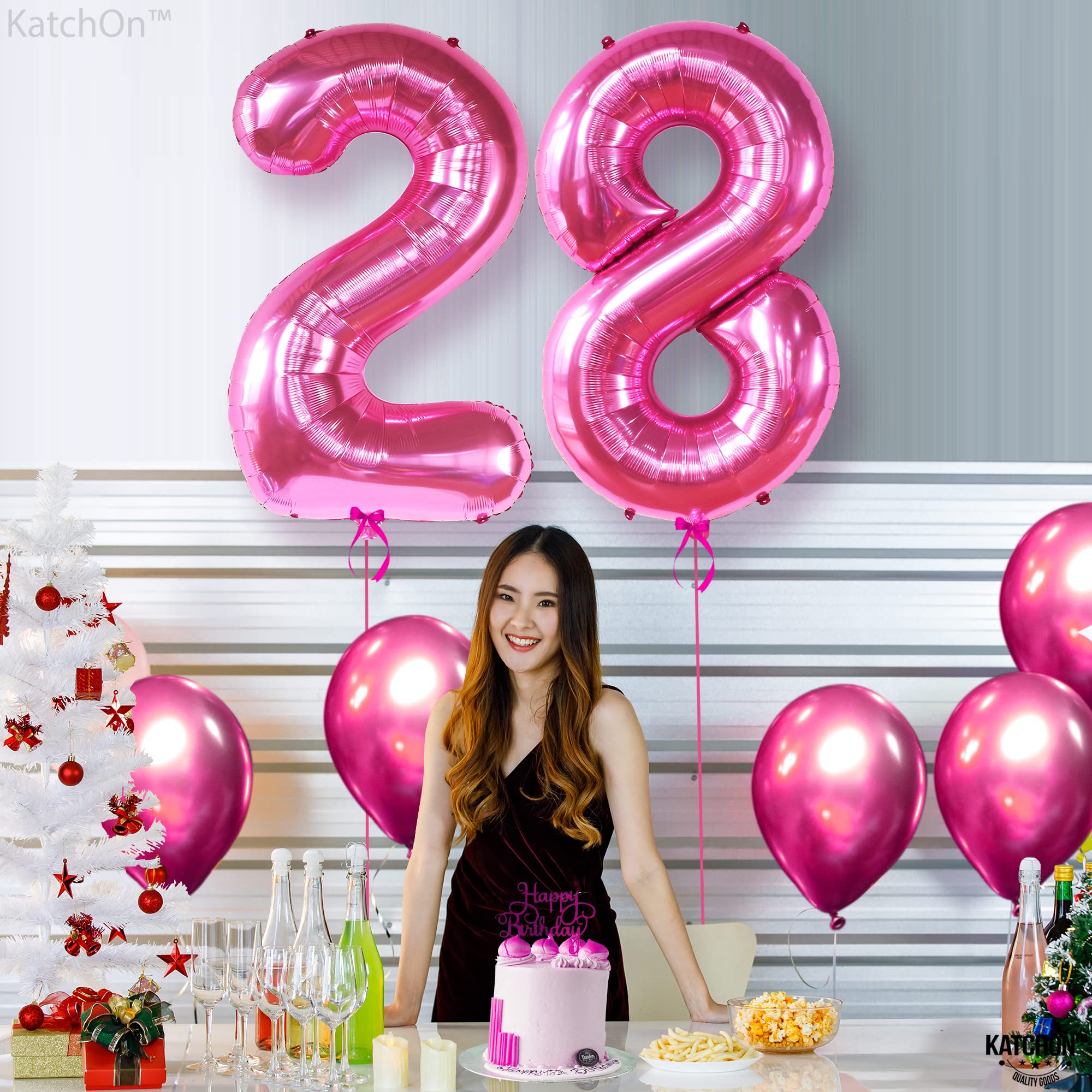 KatchOn pink birthday balloons ideal for 28th party ideas and decor.