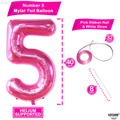 KatchOn pink number 5 balloon adds a playful focal point for a birthday girl party
