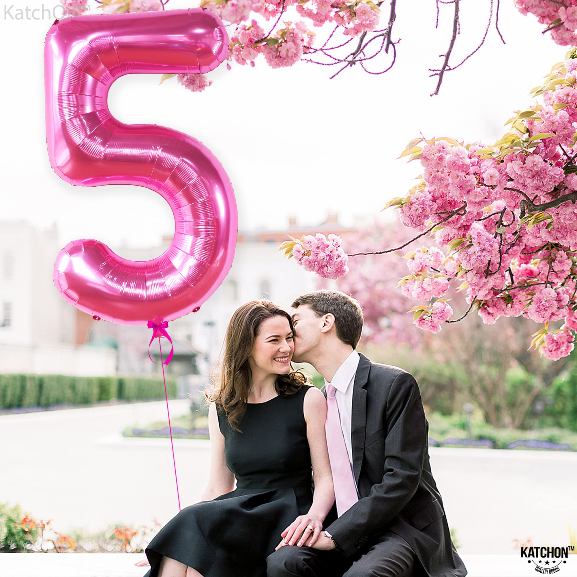 KatchOn pink number balloon for 5th birthday parties adds charm to photos