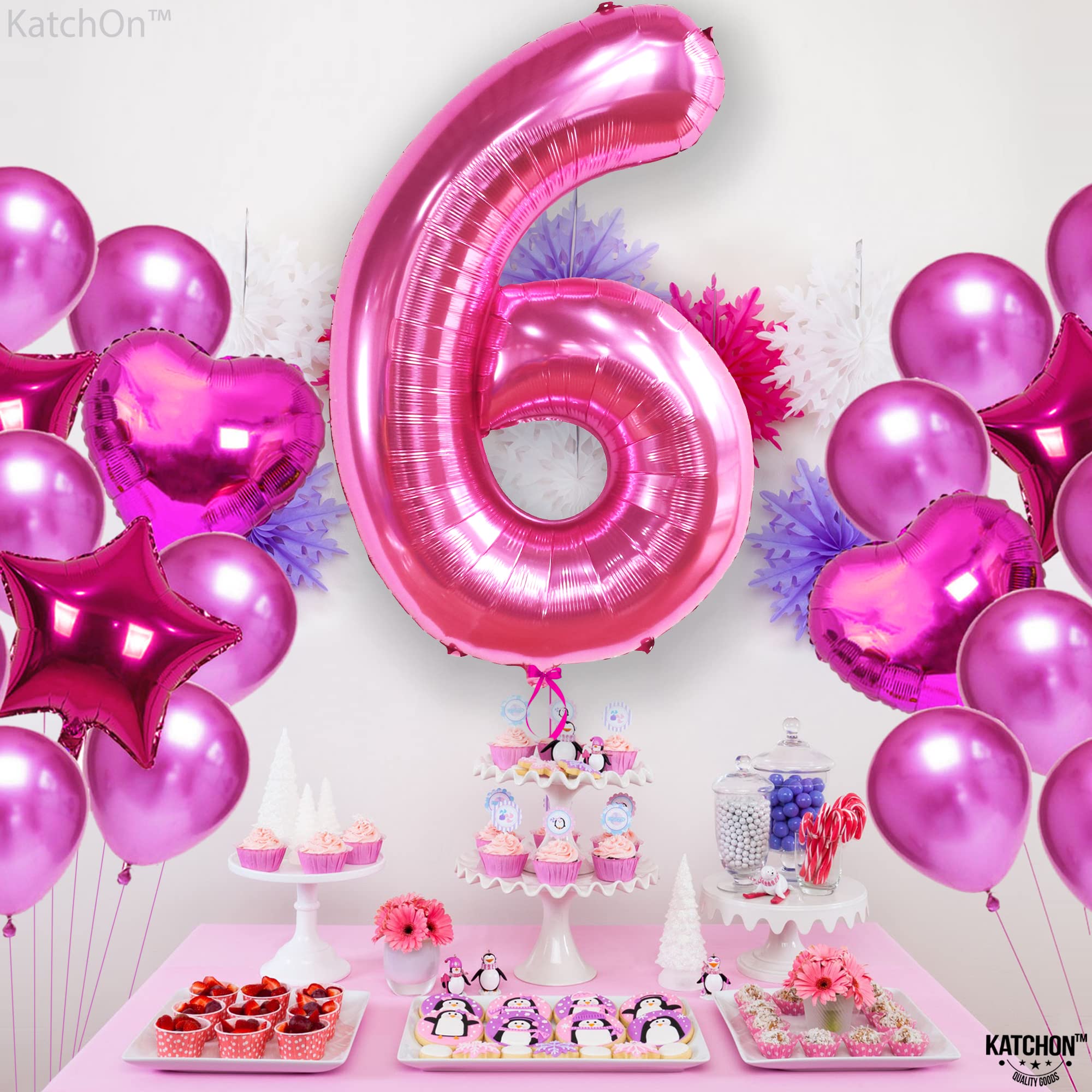 KatchOn pinkalicious party supplies for a dramatic 6th birthday display.