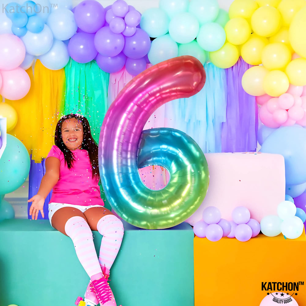 KatchOn large number 6 balloon enhances anniversaries and milestone celebrations with color.