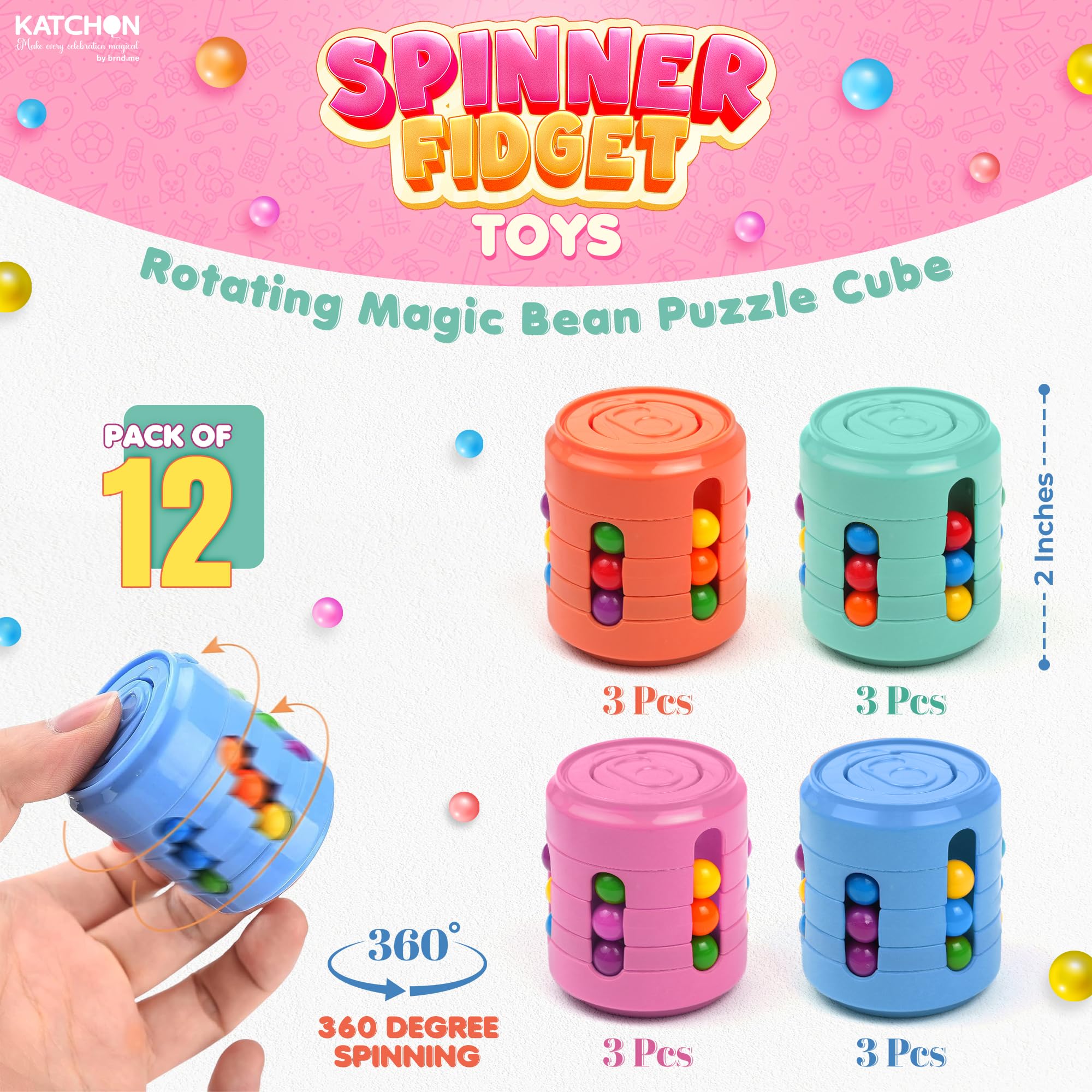KatchOn puzzle-spinner design, kid-friendly fidgets that blend spinning fun with tactile challenges.