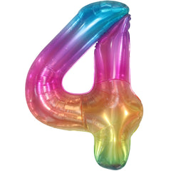 KatchOn rainbow 4 balloon 40 inch acts as a bold birthday centerpiece.
