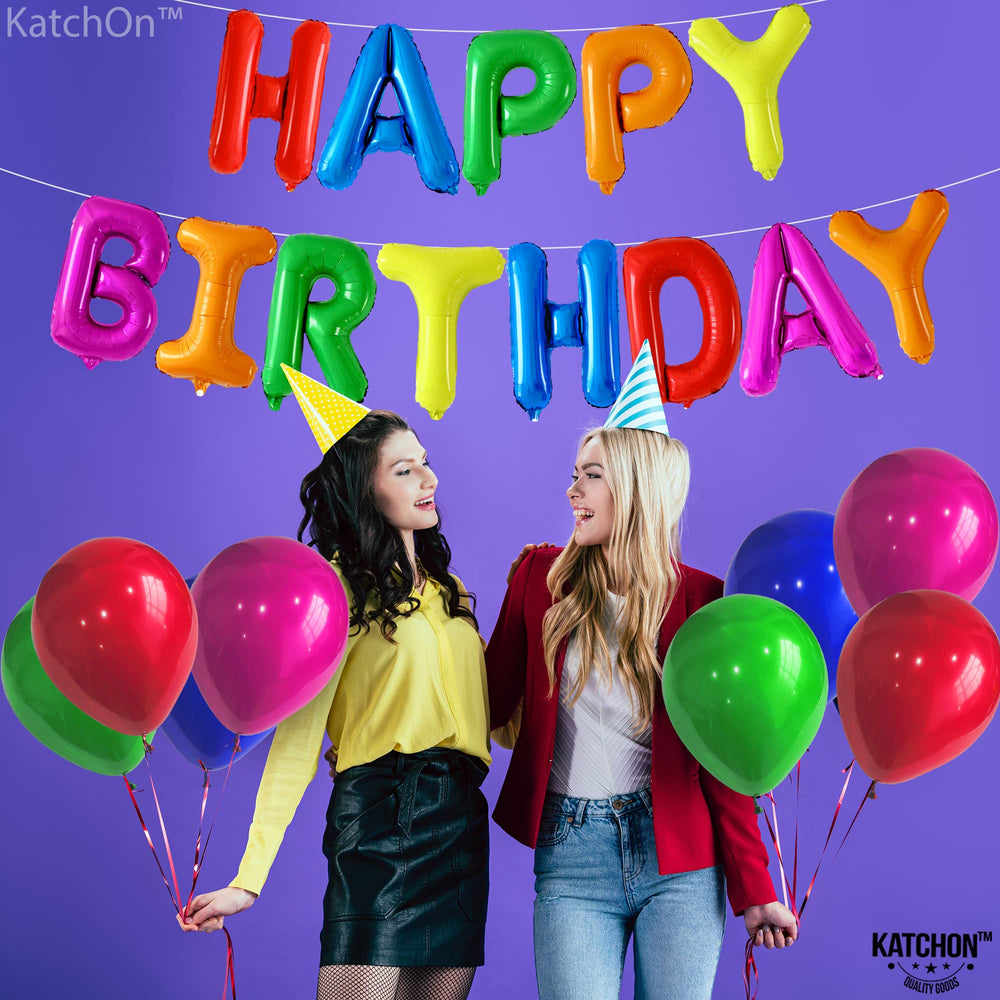 KatchOn rainbow birthday straw and 32ft ribbon, easy setup for a flowing banner.