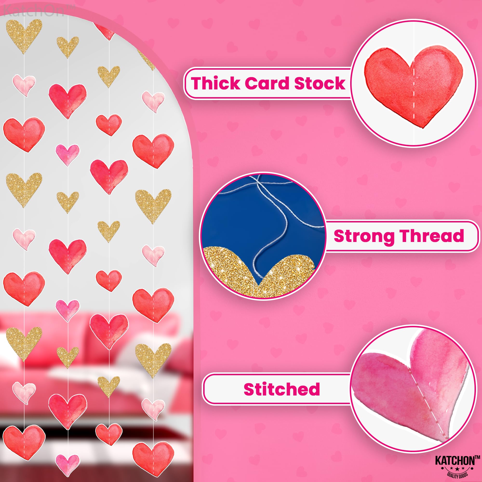KatchOn red pink heart cutouts enhance romantic wall decor.