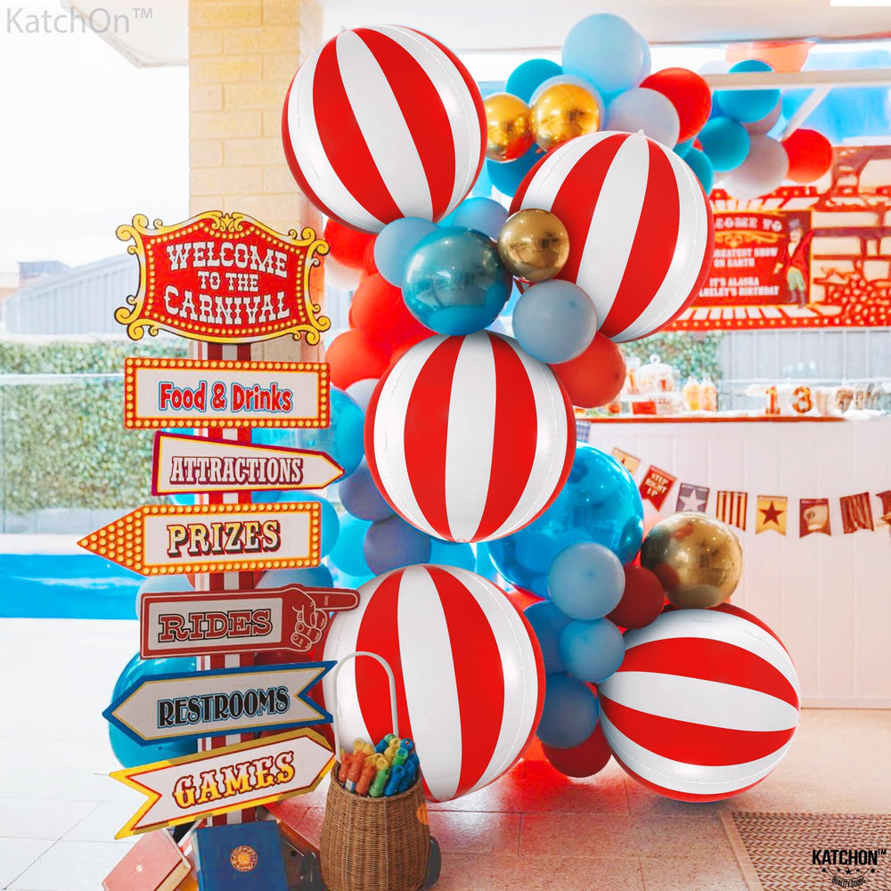 KatchOn retro 70s party balloon red white stripe for nostalgic ambience