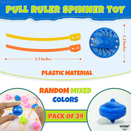KatchOn spin action close‑up showing pull‑string tops in bright colors.