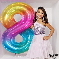 KatchOn standout rainbow 8 balloon, top decoration for entrances