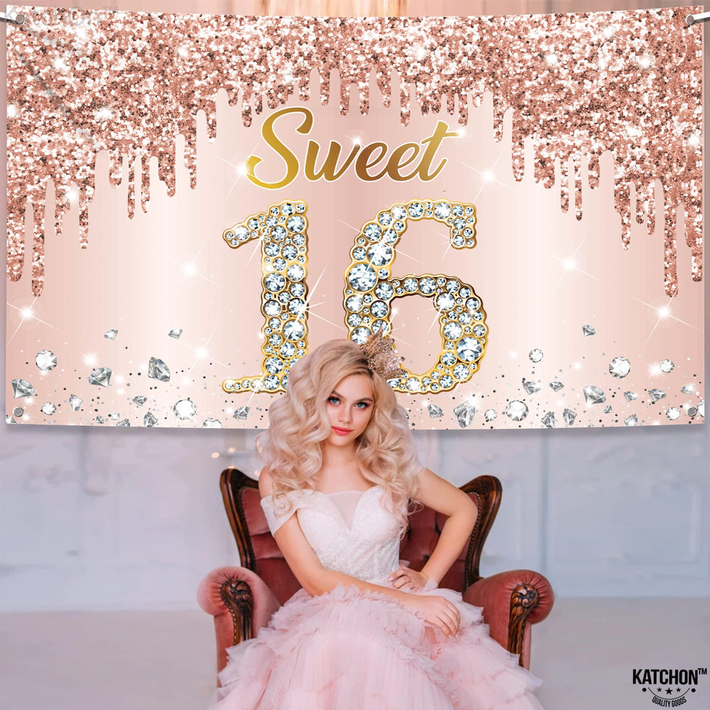 KatchOn sweet 16 banner provides a versatile backdrop for indoor events.