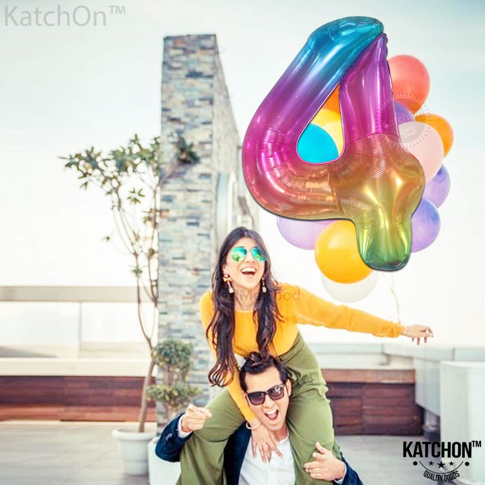 KatchOn tie-dye 4 balloon enhances photo booth moments.