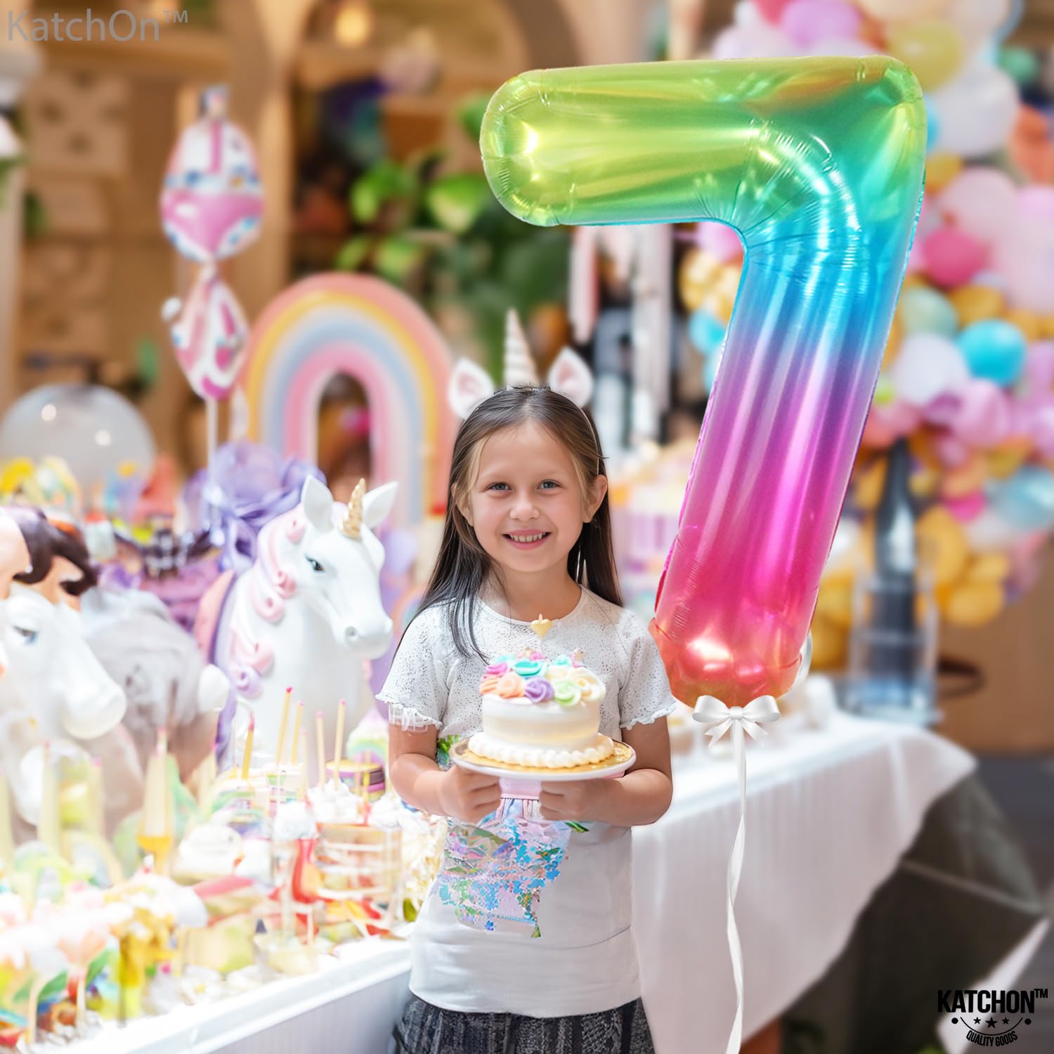 KatchOn unicorn-themed-number-7 balloon complements magical party themes.