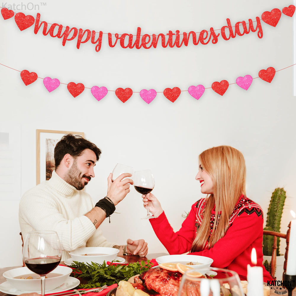 KatchOn Valentines banner on mantle display for stylish home decor