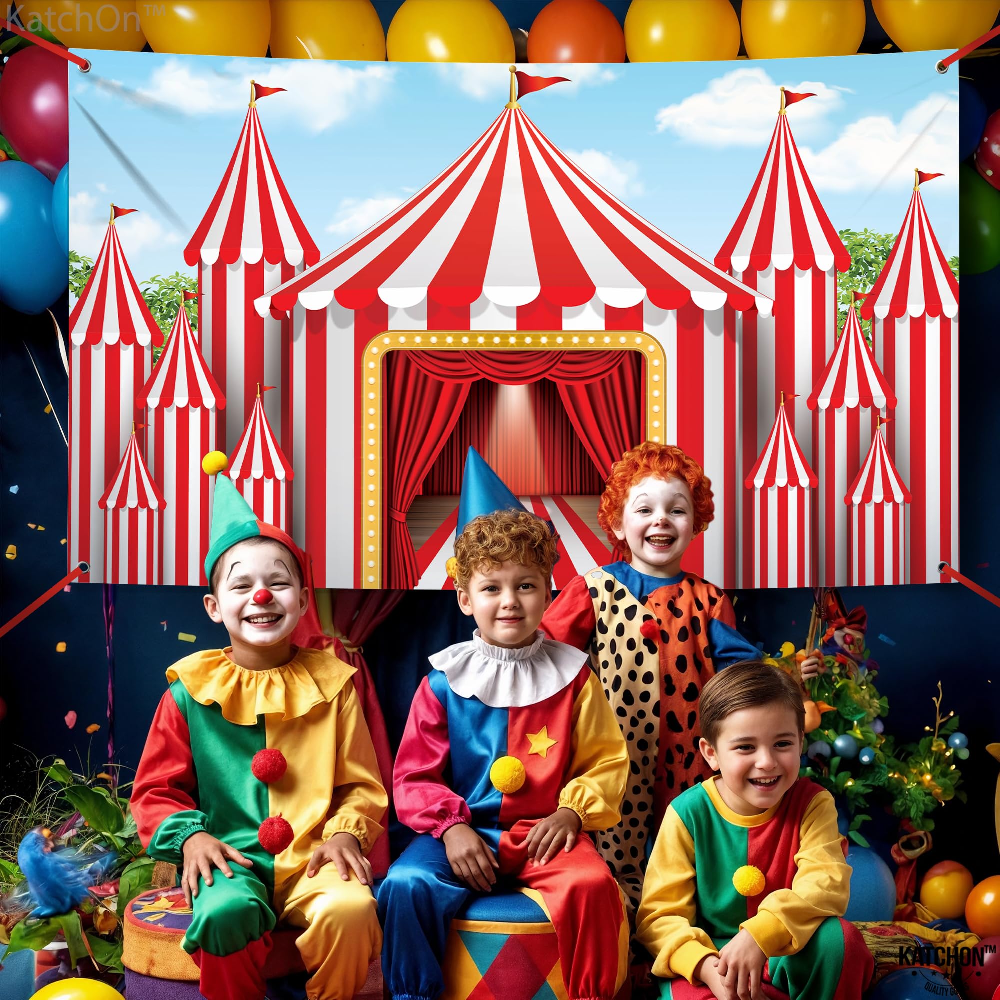 KatchOn XtraLarge carnival games backdrop helps frame action moments.