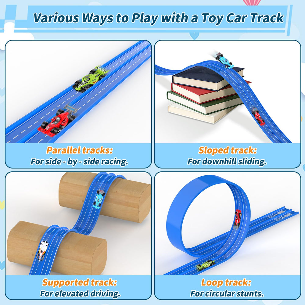 Katgogoo includes 1/64-scale alloy cars for realistic racing scenes