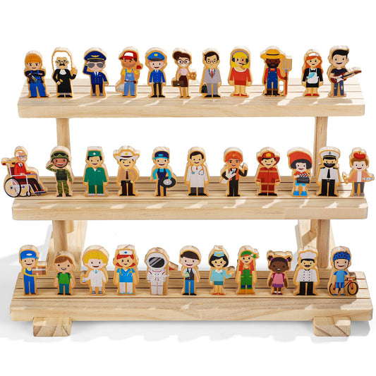 Kathfly wooden community helpers figures display diverse occupations for inclusive play.