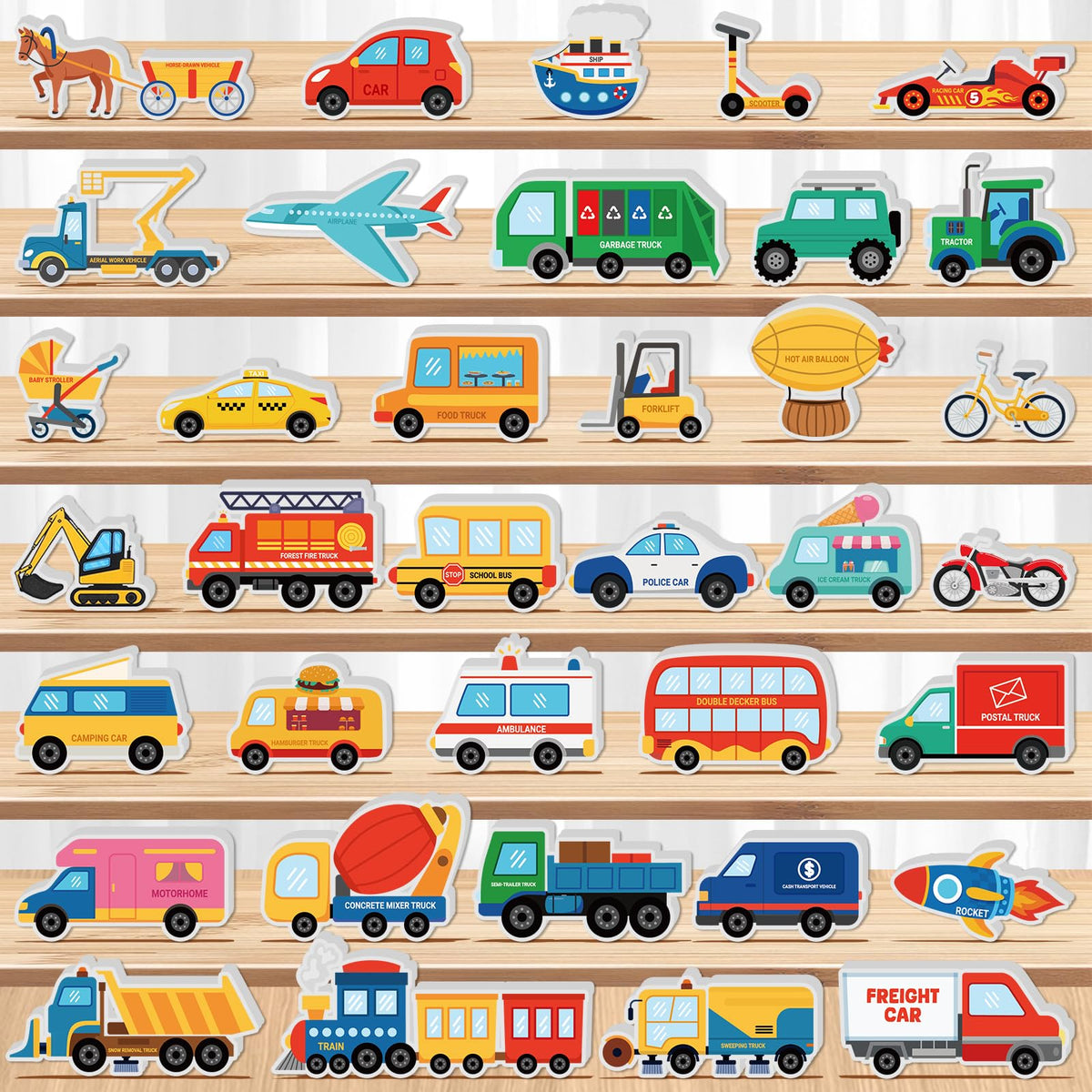 Kathfly 36-piece wooden community helpers set with town vehicles for imaginative play