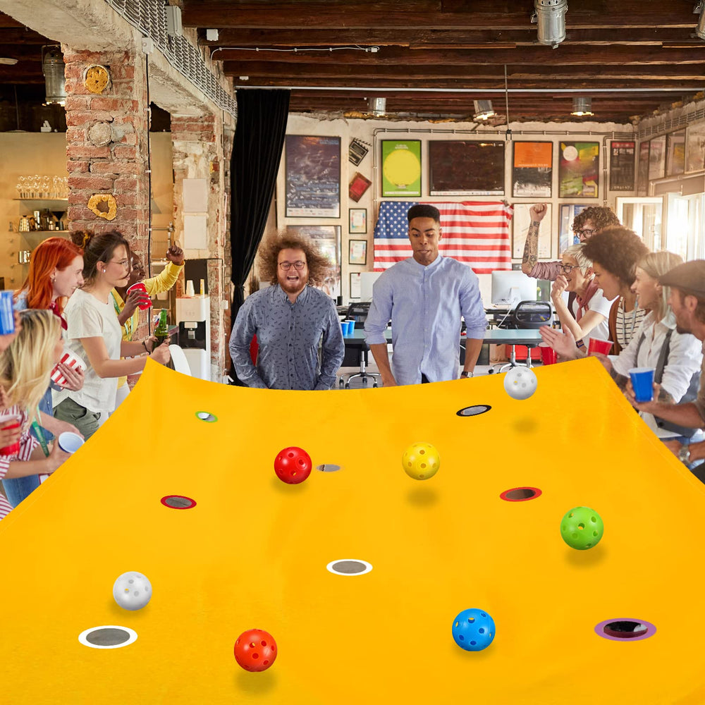 Kathfly durable polyester tarp and sturdy plastic balls for long-lasting play