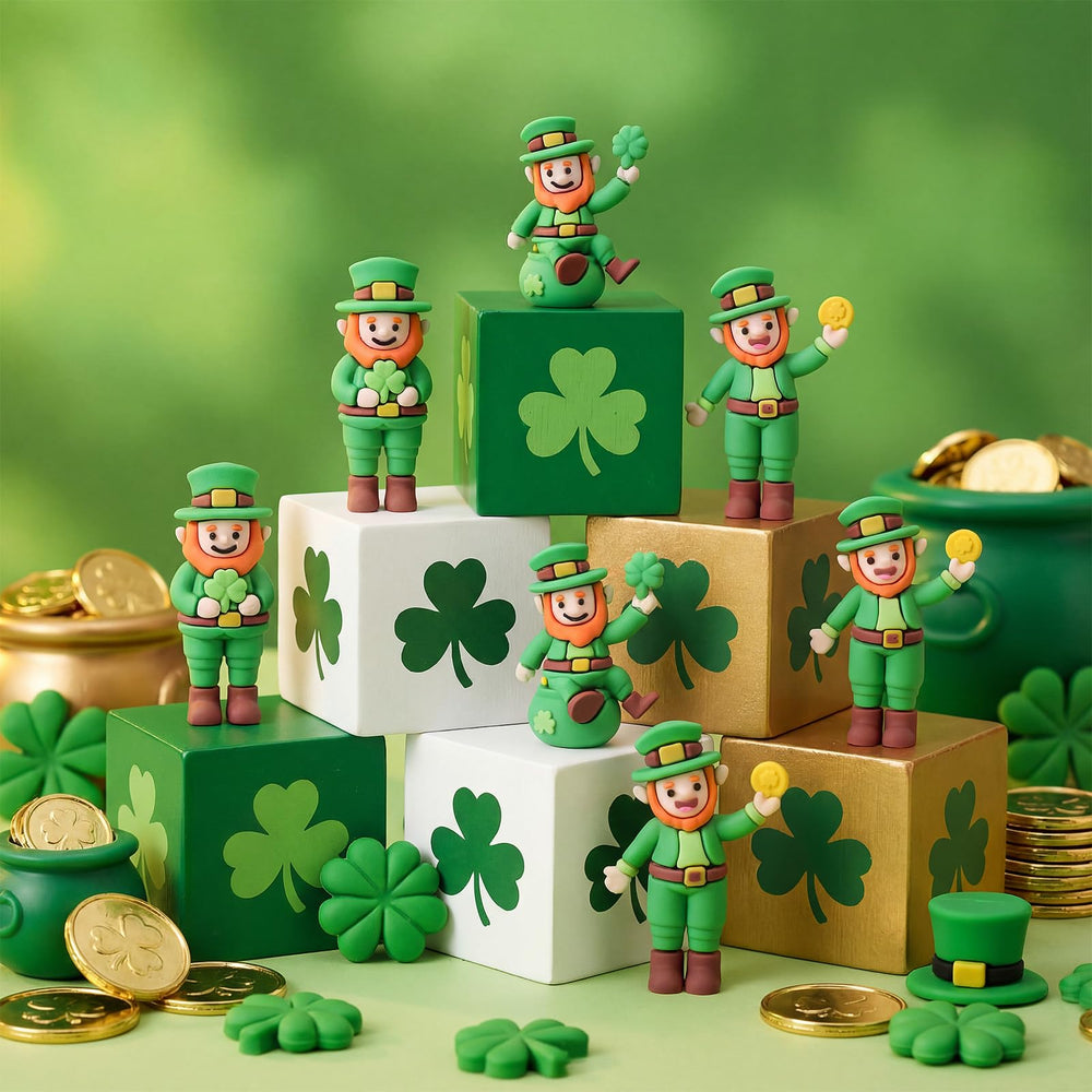 Gnomes arranged on a tiered tray for festive Patrick's Day display by Kathfly