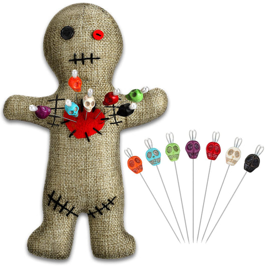 Kathfly voodoo doll 7 inch set adds spooky decor to Halloween spaces.