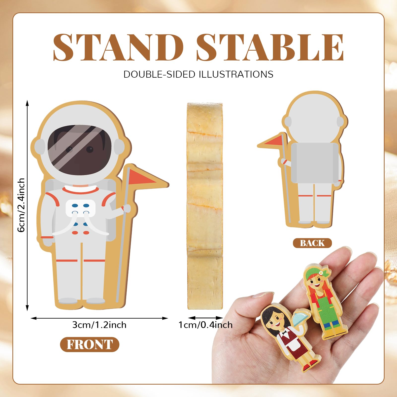 Kathfly wooden community helpers figures sized about 2.4 inches for easy handplay and manipulation.